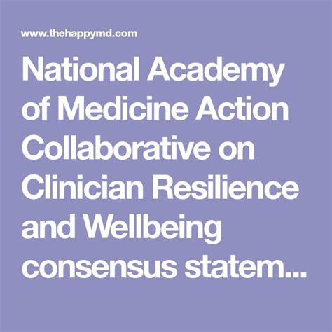 national academy of medicine action collaborative on clinician resilience and wellbeing