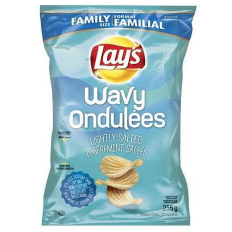 Lays Wavy Lightly Salted Potato Chips One Large Bag Imported From Canada