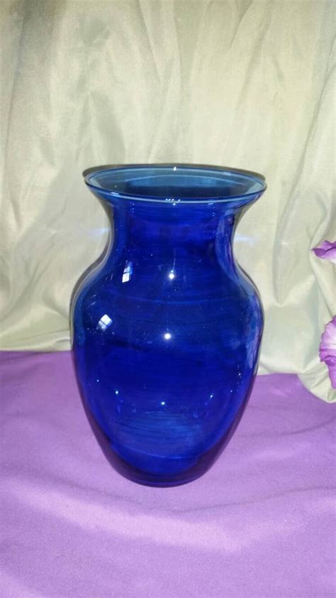 Cobalt Clear Blue Glass Flower Classic Vase ~ Cobalt Lover ~ Floral Decor