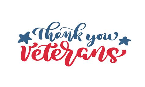 Thank You Veterans Text Calligraphy Hand Lettering Vector Card
