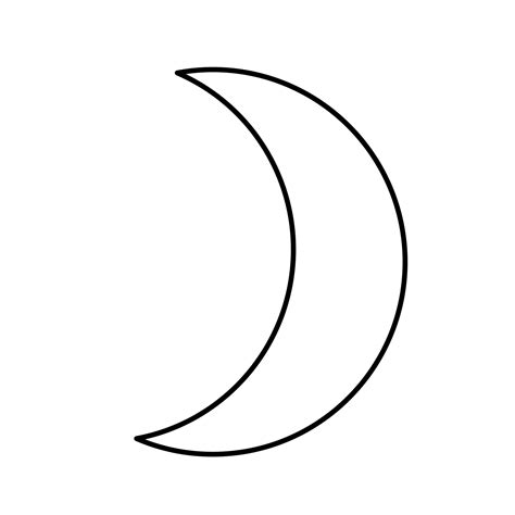 Contour Black And White Drawing Of A Crescent Moon Vector Illustration
