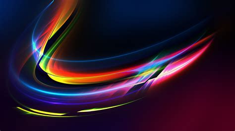 Colorful Glow Bright Lines Wave Dark Background Abstraction 4k
