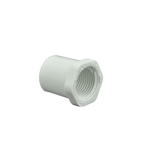 Can be used for flexible lines for low pressure air, water, liquids, beverages, chemicals and gases as well as drain lines for air conditioners and dehumidifiers. 1/2" x 3/8" Sch 40 PVC Reducer Bushing Flush Style - Spig ...