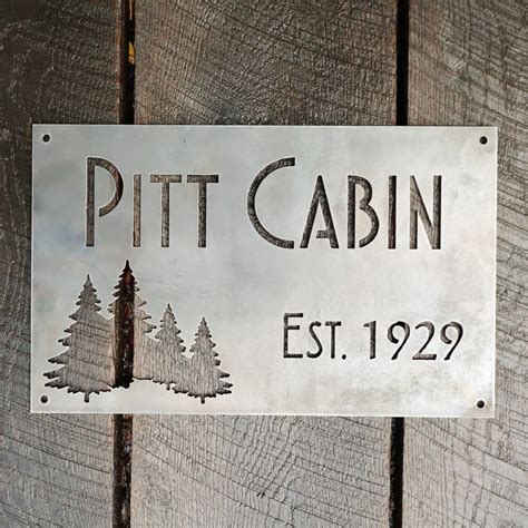 Personalized Metal Cabin Sign Mountain Wedding Established Etsy