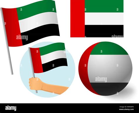 Vereinigte Arabische Emirate Fahne Symbol Gesetzt Die Flagge Der