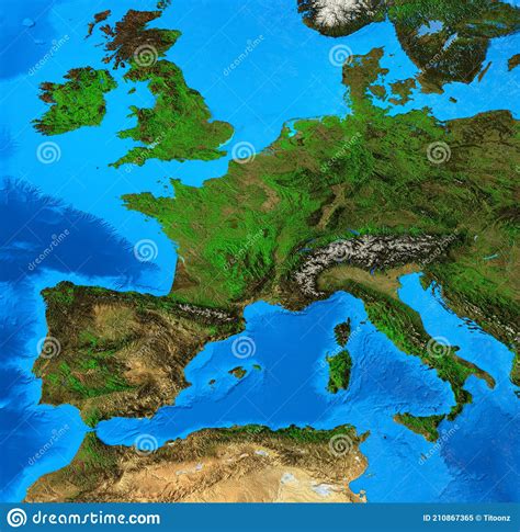 Mappa Piatta Ad Alta Risoluzione Delleuropa Occidentale Illustrazione