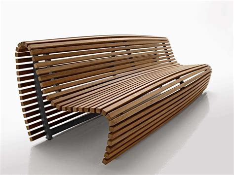 Unique Curved Garden Bench Design With Amazing Curved Shape On The