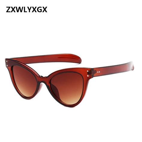 Zxwlyxgx 2018 Fashion Nailed Cat Eyes Sunglasses Women Brand Personality Europe And The United