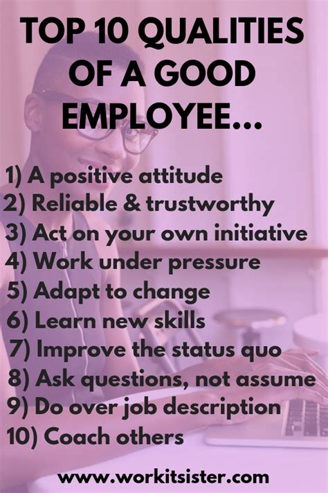 Top 10 Qualities Of A Good Employee Good Employee Job Advice Job