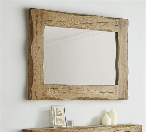 Solid Oak Aged Wall Mirror Rustic Character