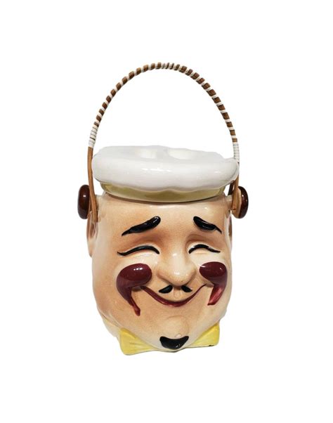Grantcrest Chef Cookie Jar With Handle Japan Vintage Kitchen Etsy