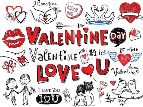 Valentine Doodle Set Hand Drawn Stock Vector Colourbox