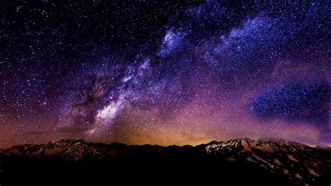 Stars Night Landscape Starry Night Mountain Long Exposure
