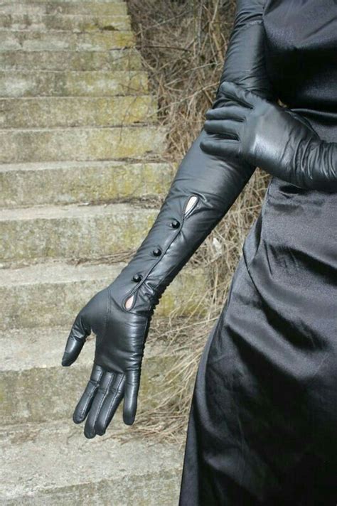 Black Leather Opera Gloves Long Leather Gloves Long Gloves Leather