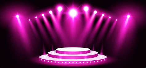 Purple 3d Stage Lighting Background With Spotlight Vector Illustration