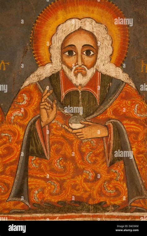 Artwork Depicting A Saint In An Ethiopian Orthodox Church Stock Photo