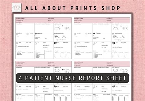 4 Patient Nurse Report Sheet Cvicu Report Sheet Medsurg Etsy
