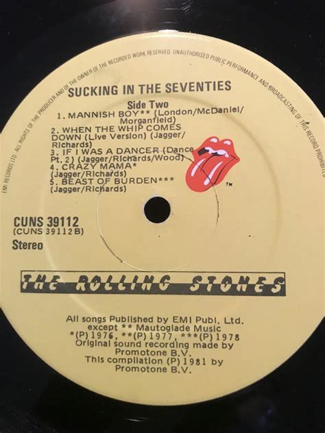 The Rolling Stones Sucking In The Seventies Specialty Records