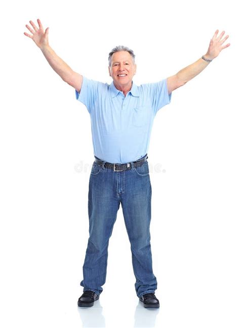 Happy Excited Shirtless Senior Man Stock Image Image Of Muscle Portrait