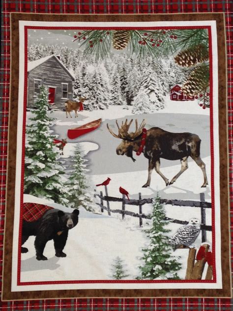 Wildlife Rustic Charm Flannel Panel Christmas Winter Plaid Frame