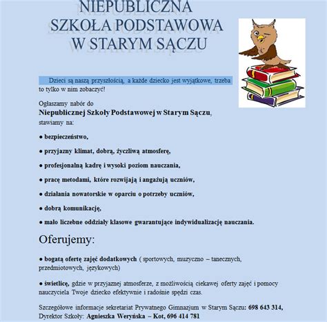 To dla nich staramy się stworzyć miejsce, w którym będą się nie tylko uczyć, ale też i świetnie bawić. Rusza nabór do Niepublicznej Szkoły Podstawowej w Starym ...