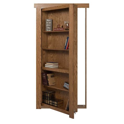 Single Flush Mount Oak Hidden Bookcase Door Murphy Door Inc