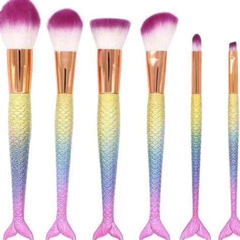 16pcsset Elegant Mermaid Makeup Brushes Premium Synthetic Foundation