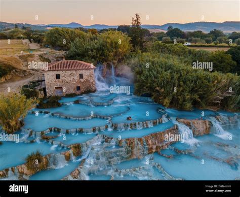 Natural Spa With Waterfalls And Hot Springs At Saturnia Thermal Baths