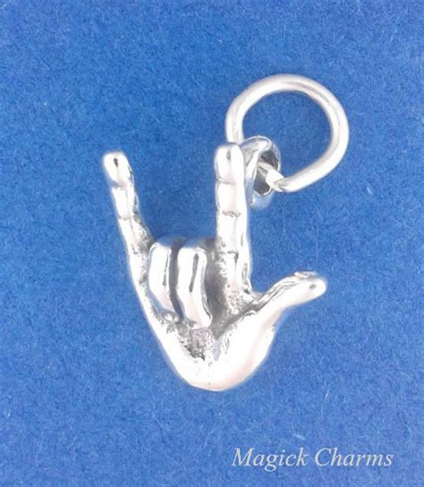 Sign Language Hand Charm 925 Sterling Silver I Love You Asl Etsy I