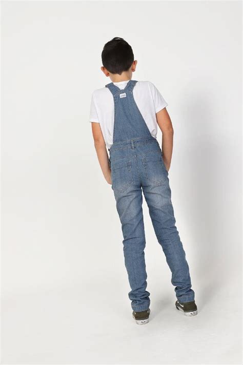 Boys Pale Blue Skinny Fit Denim Dungarees Age 4 16 Years