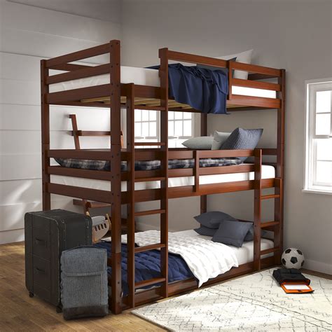 Campbell Wood Triple Twin Bunk Bed Oak By Hillsdale Living Essentials