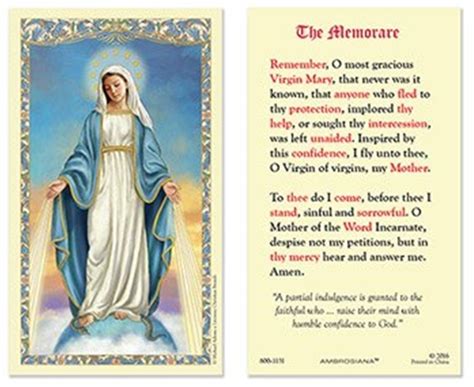 Memorare Prayer Card Printable