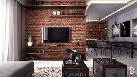 Industrial Living Raw And Rugged Brick Wall Living Room Brick Wall