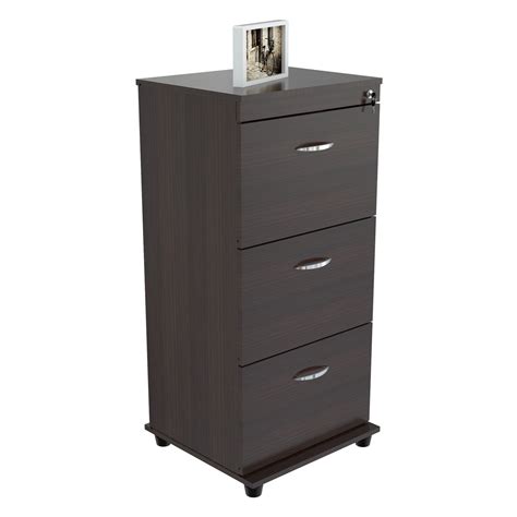 Select file cabinets with varying storage like a single drawer or ones with two or three drawers. Inval 3 Drawer Vertical Wood Lockable Filing Cabinet ...