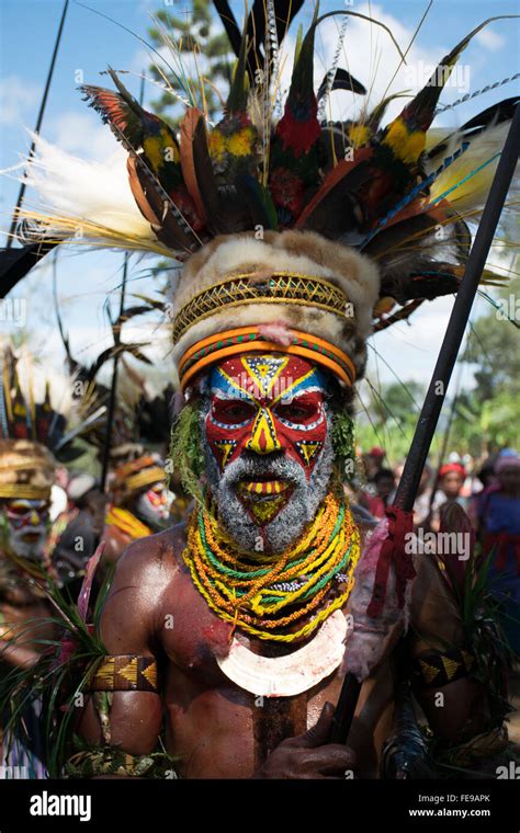 Retrato De Un Guerrero Tribal De Papua Nueva Guinea En Mount Hagen