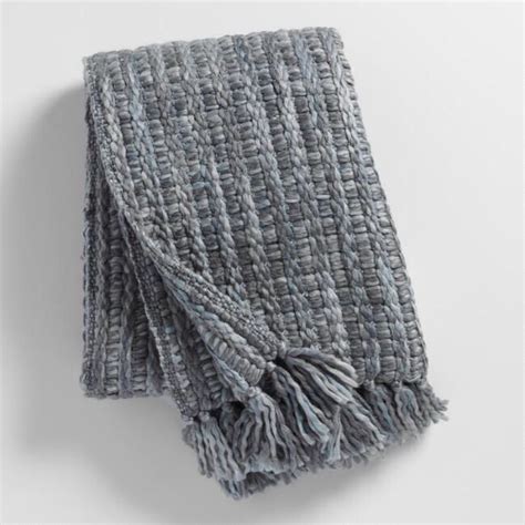 Slate Gray Knit Throw Blanket Woven Throw Blanket Grey Throw Blanket