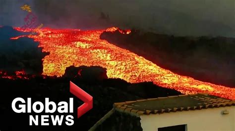 La Palma Volcano Lava Tsunami Gushes Down Hillside After Overflowing