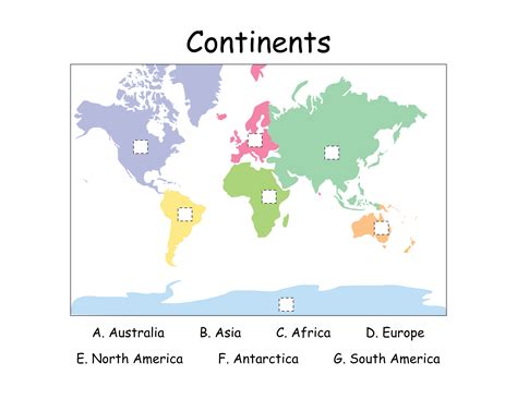 Continents Color Word Bank