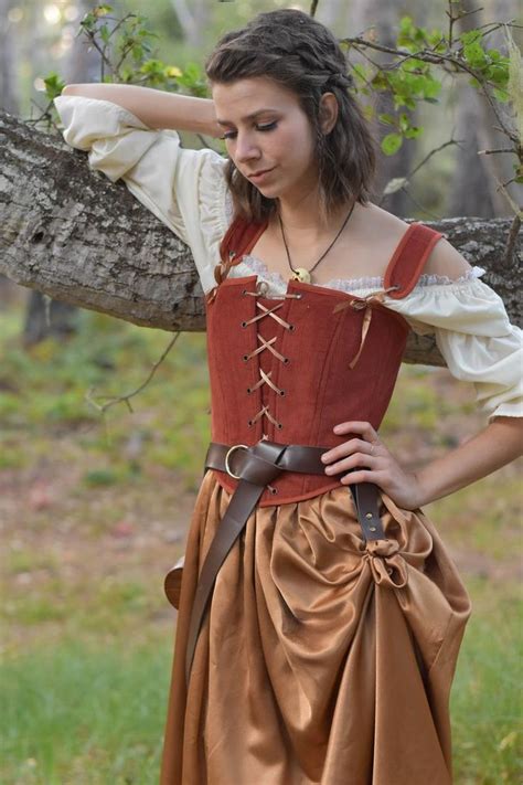 renaissance corset peasant bodice in burnt orange corduroy etsy renaissance fair outfit