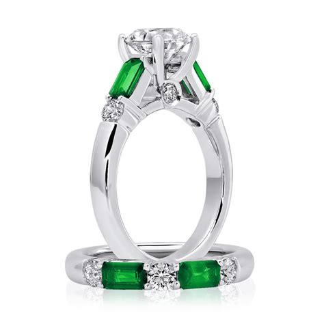 Emerald Accent Diamond Engagement Ring Xo Jewels