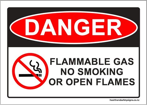 Flammable Gas No Smoking Or Open Flames Danger Sign Health And Safety