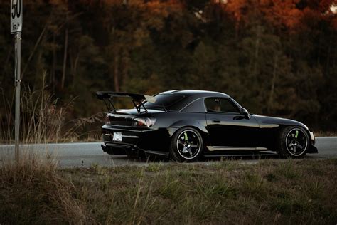 Black Honda S2000 With Rays Engineering Te37 Wheels And Js Racing Rear