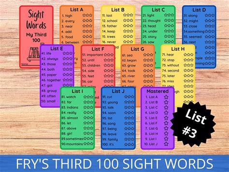Sight Word Flashcards Frys Sight Words Printable Etsy