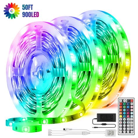 Eeekit 50ft Multi Color Led Strip Lights 3528 Rgb 900 Led With Remote