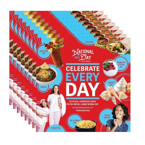 8 Pack Official Celebrate Every Day National Day Wall Calendar