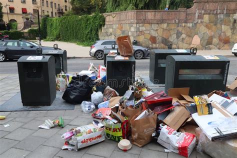 Overflowing Garbage Containers Editorial Photo Image Of Paper Waste