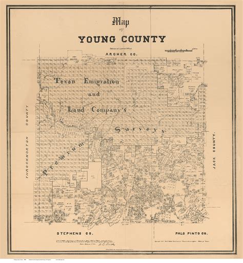 Young County Texas 1880 Old Map Reprint Old Maps