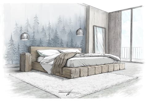 The Bedroom Sketch 2d Digital Visualization On Behance