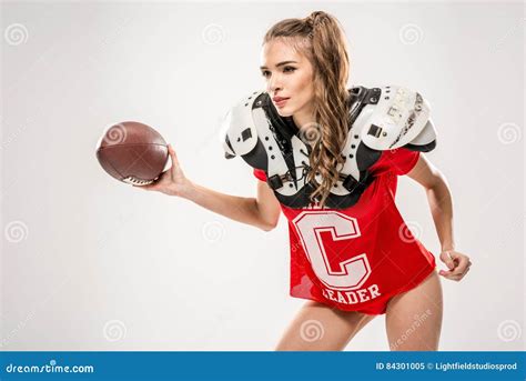 Woman Playing American Football Stock Image Image Of Rugby Energy