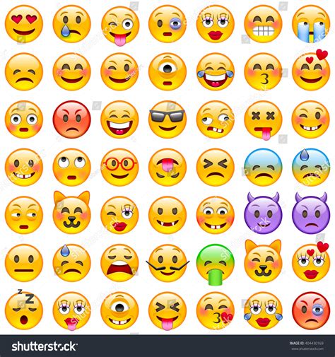 set emoticons set emoji smile icons stock vector 404430169 shutterstock